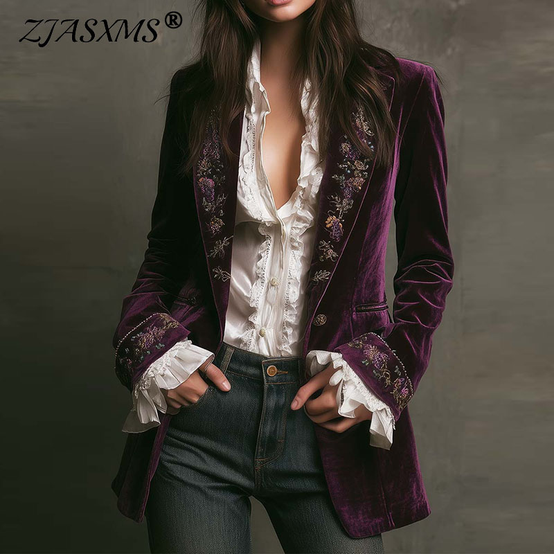 Velvet Blazer Vintage - New Women Winter Coats and Jackets