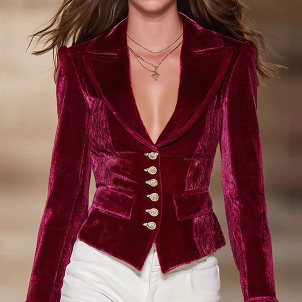 Women's Elegant Velvet Blazer  - Velvet Blazer Vintage ulasan dan harga