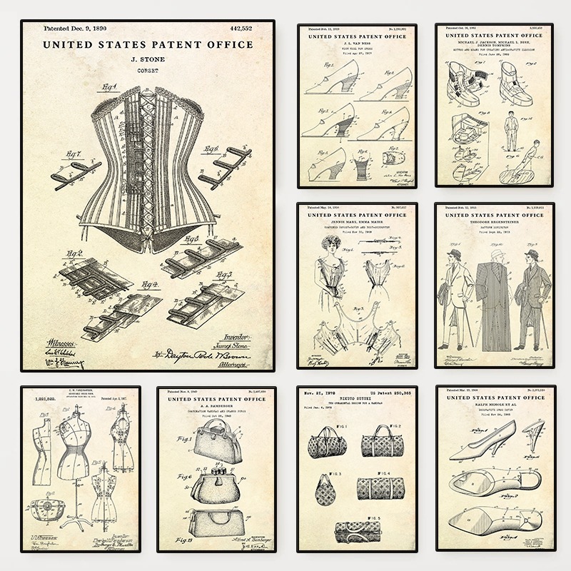Fashion Clothing Shoe Bag Desi - Vintage Fashion Prints For Wall ulasan dan harga