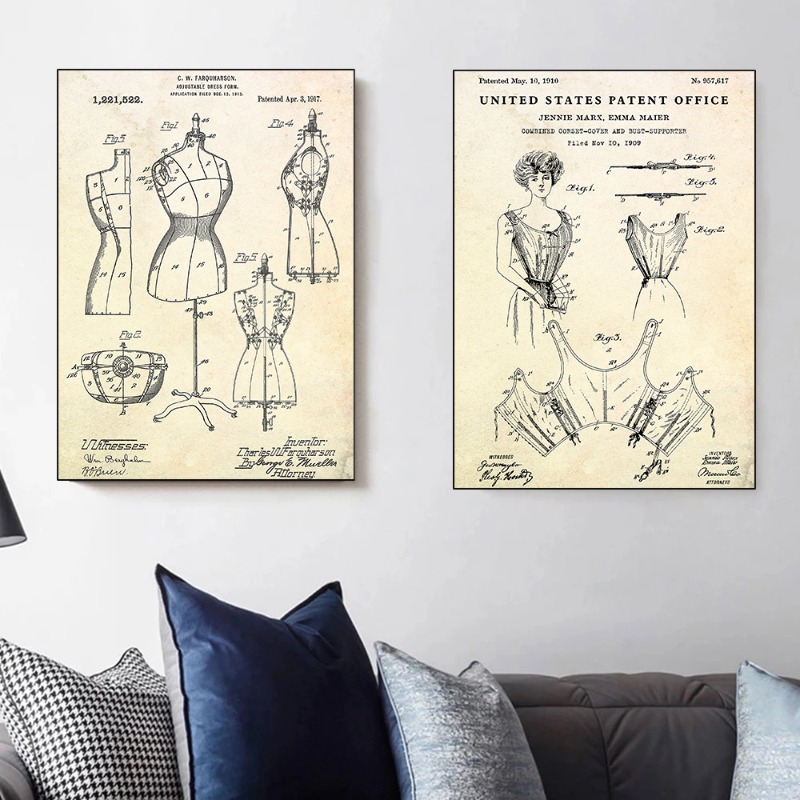 Fashion Clothing Shoe Bag Desi - Vintage Fashion Prints For Wall ulasan dan harga