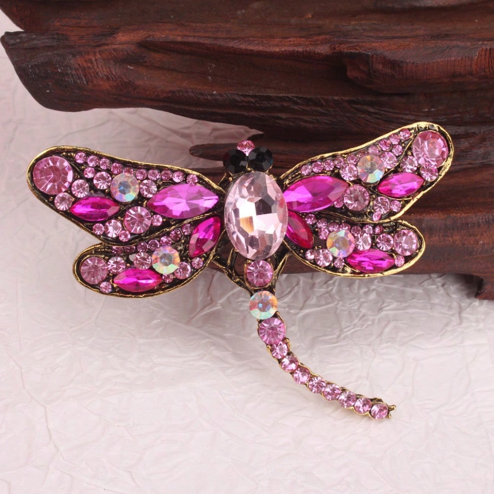 Vintage Gold-Tone Pink Rhinest - Vintage Fashion Retro Outfit ulasan dan harga