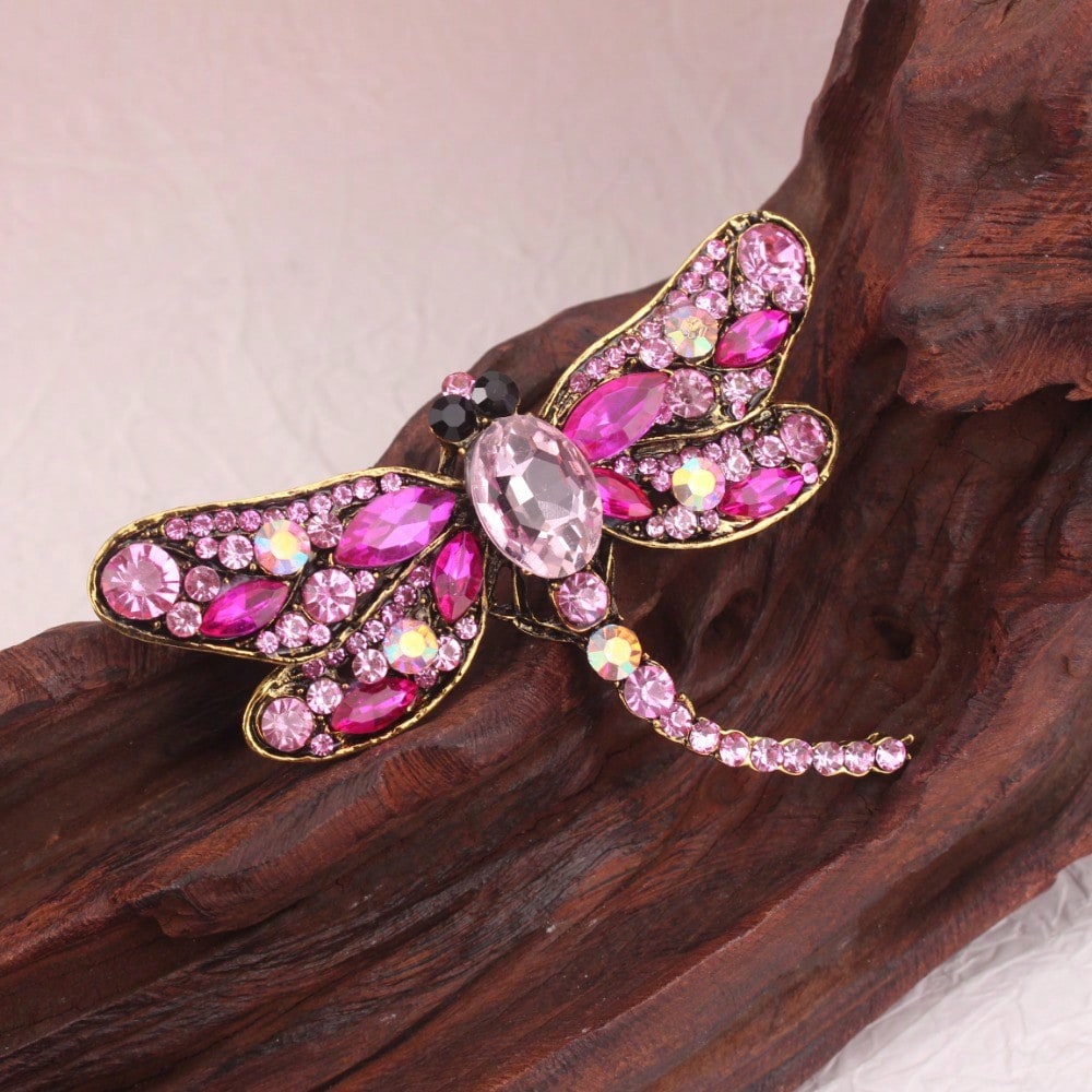 Vintage Gold-Tone Pink Rhinest - Vintage Fashion Retro Outfit ulasan dan harga