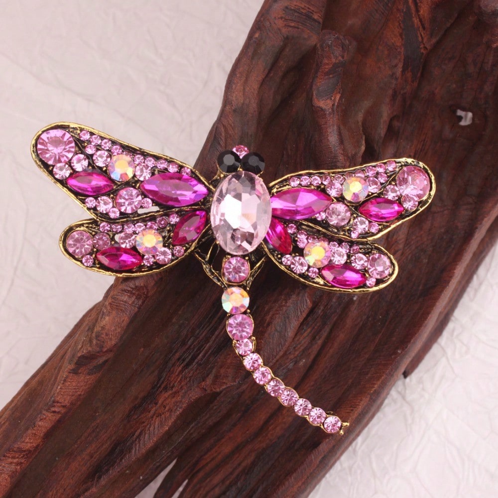 Vintage Gold-Tone Pink Rhinest - Vintage Fashion Retro Outfit ulasan dan harga