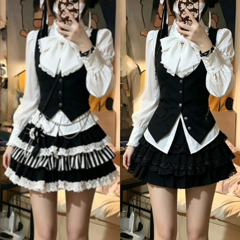 French Court Retro Three Piece - Vintage Fashion Retro Outfit ulasan dan harga
