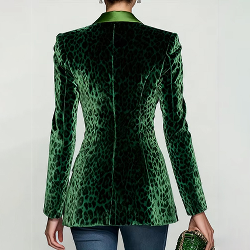 Fashion Women Leopard Print Sl - Velvet Blazer Vintage ulasan dan harga