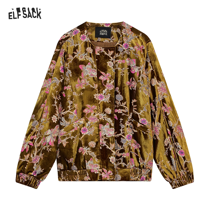 ELFSACK Gold Velvet Jacket Wom - Velvet Blazer Vintage ulasan dan harga