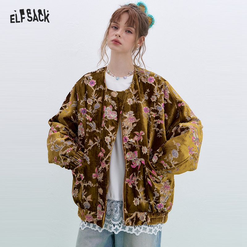 ELFSACK Gold Velvet Jacket Wom - Velvet Blazer Vintage ulasan dan harga