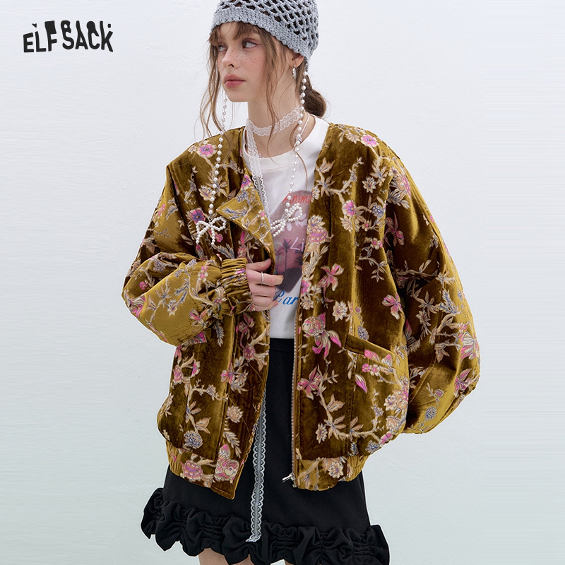 ELFSACK Gold Velvet Jacket Wom - Velvet Blazer Vintage ulasan dan harga