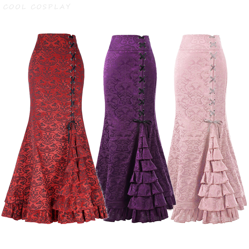 Long Skirts Women Punk Fish Ta - Vintage Fashion Fabrics ulasan dan harga