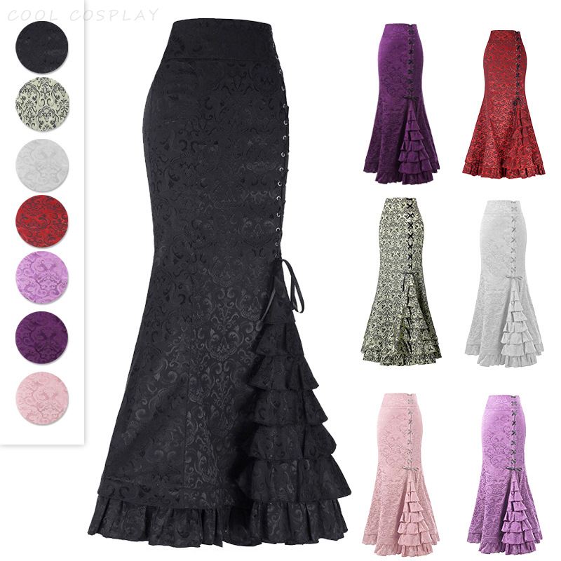 Long Skirts Women Punk Fish Ta - Vintage Fashion Fabrics ulasan dan harga