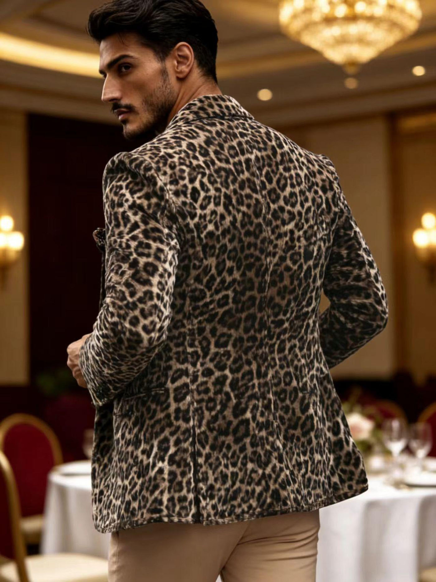 Men’s Leopard Print Velvet Bla - Velvet Blazer Vintage ulasan dan harga
