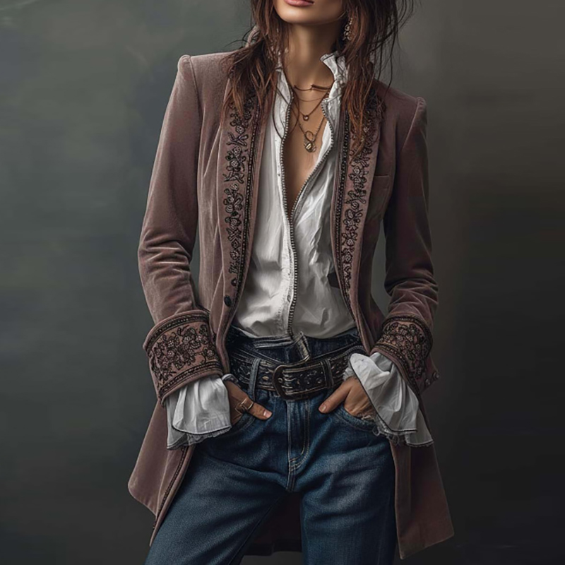 New Women Winter Coats and Jac - Velvet Blazer Vintage ulasan dan harga
