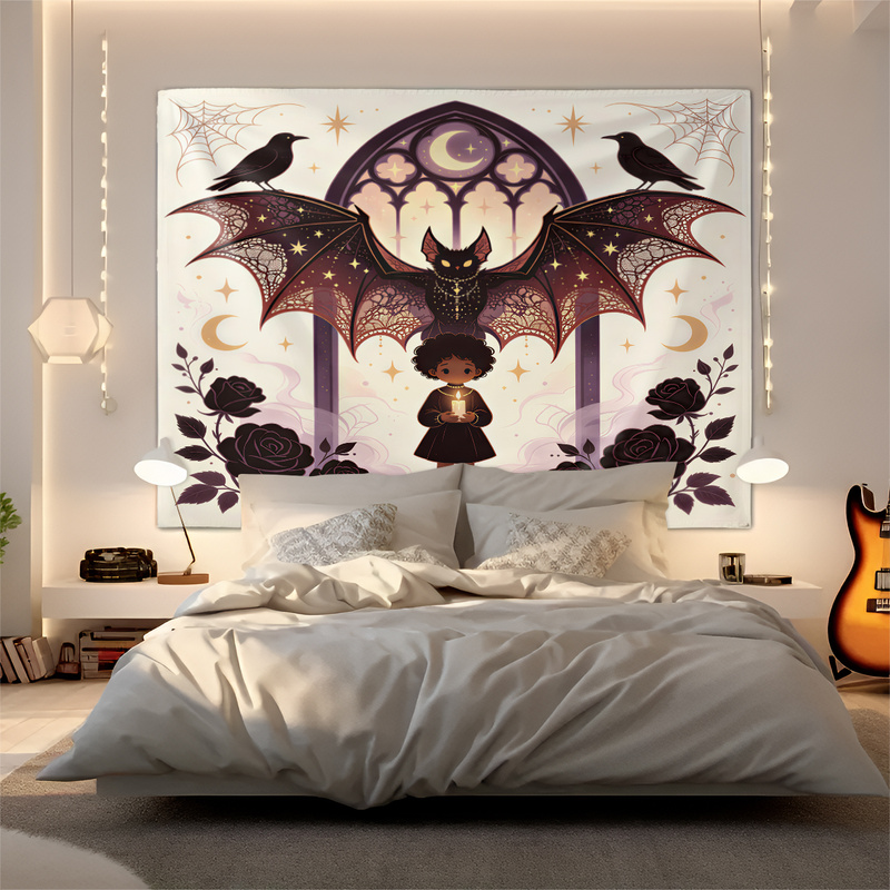 Gothic Halloween Tapestry Vint - Vintage Fashion Prints For Wall ulasan dan harga