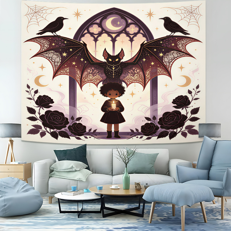 Gothic Halloween Tapestry Vint - Vintage Fashion Prints For Wall ulasan dan harga