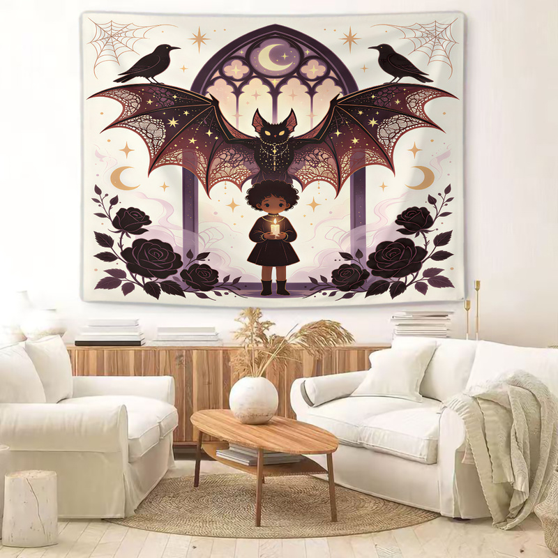 Gothic Halloween Tapestry Vint - Vintage Fashion Prints For Wall ulasan dan harga