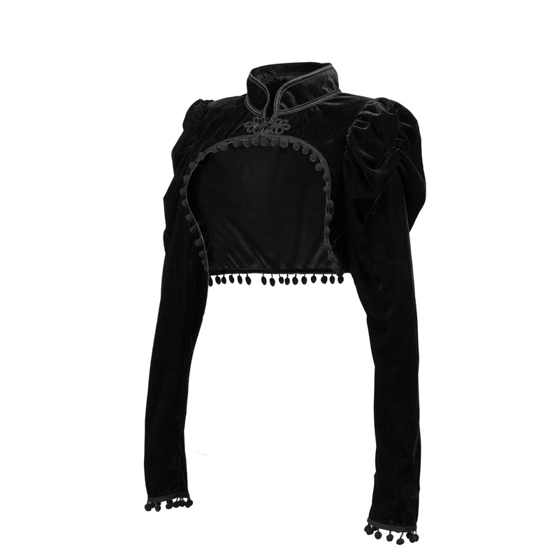 Flannel Tassels Stand Collar E - Velvet Blazer Vintage ulasan dan harga