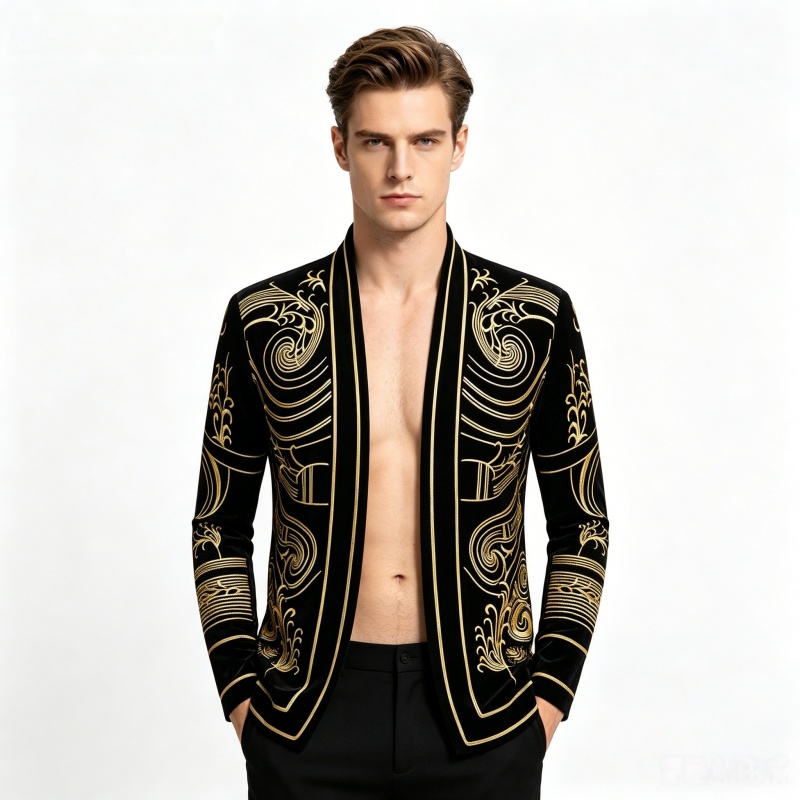Men Vintage Velvet Embroidery  - Velvet Blazer Vintage ulasan dan harga