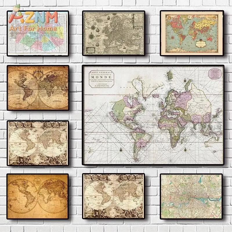 Vintage World Map Canvas Print - Vintage Fashion Wall Art ulasan dan harga