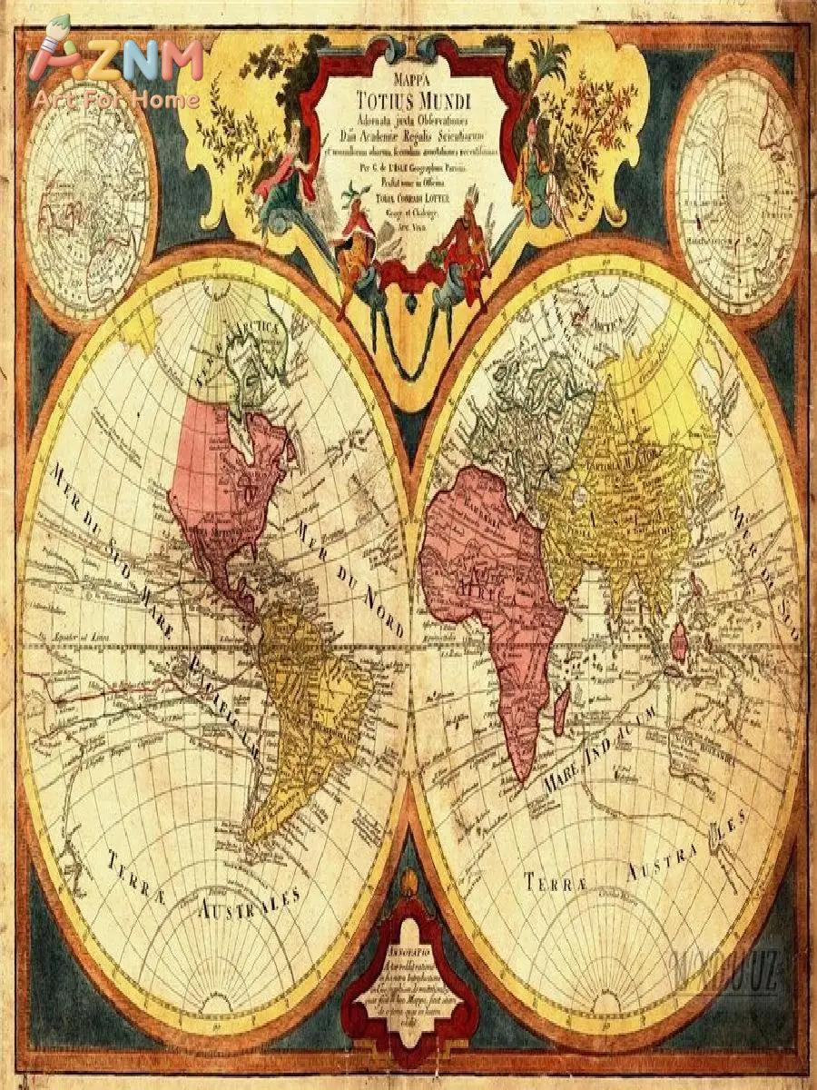 Vintage World Map Canvas Print - Vintage Fashion Wall Art ulasan dan harga