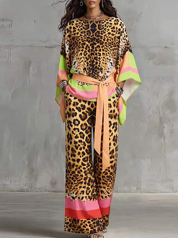 Retro Leopard Print Loose Summ - Vintage Fashion Retro Outfit ulasan dan harga