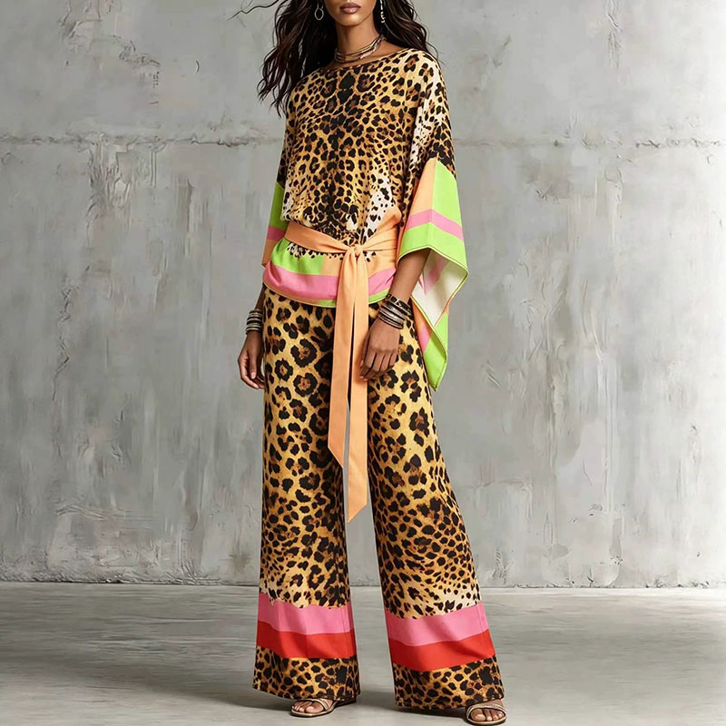 Retro Leopard Print Loose Summ - Vintage Fashion Retro Outfit ulasan dan harga